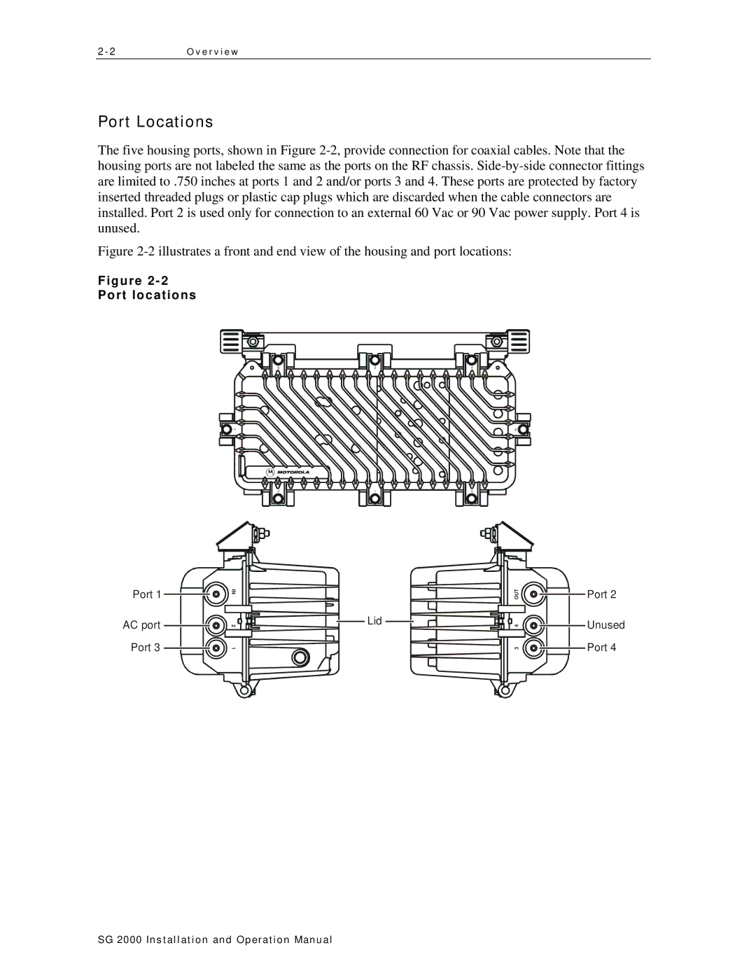 Motorola SG 2000 operation manual Port Locations, Port locations 