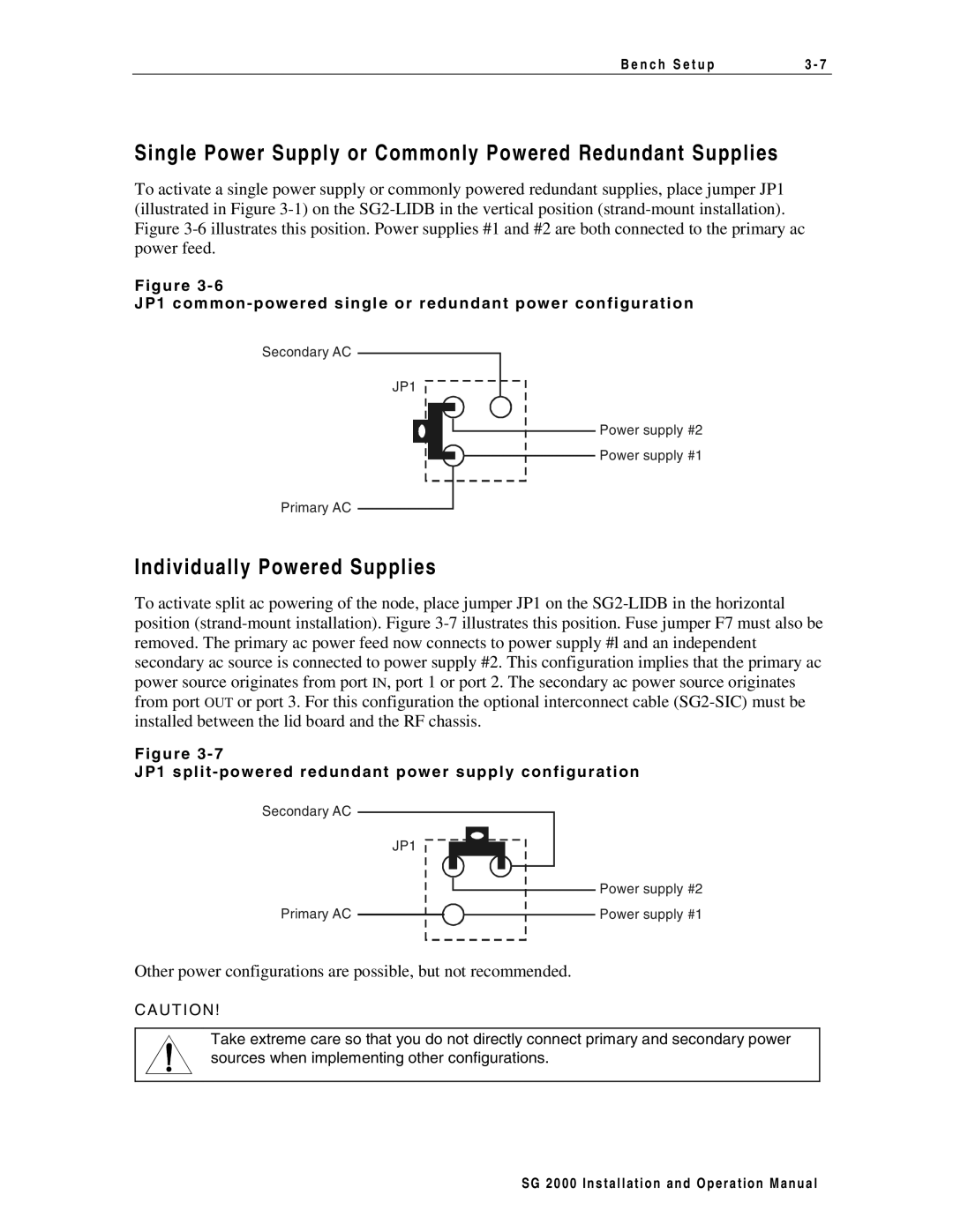 Motorola SG 2000 operation manual Single Power Supply or Commonly Po wered Redundant Supplies 