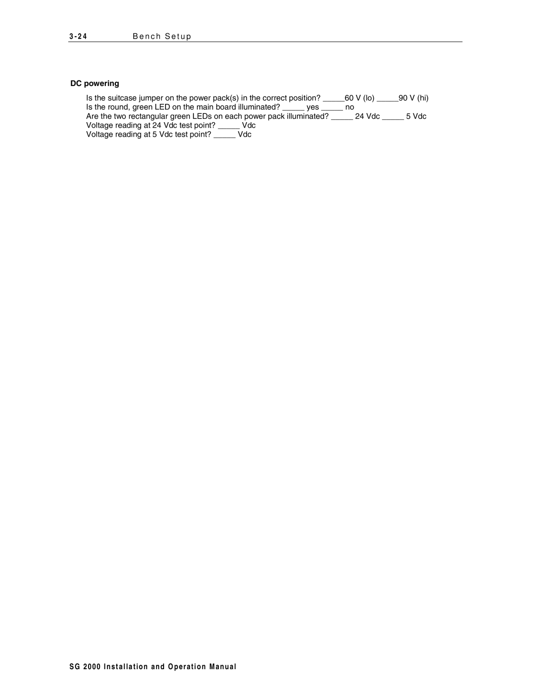 Motorola SG 2000 operation manual DC powering 