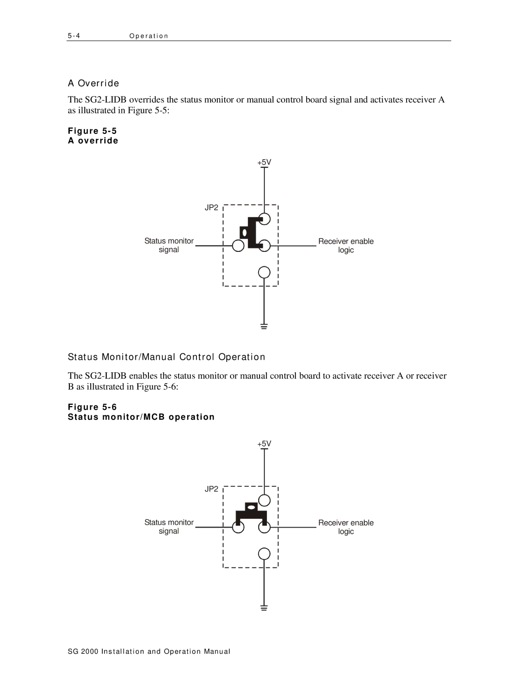 Motorola SG 2000 operation manual Status Monitor/Manual Control Operation, Status monitor/MCB operation 