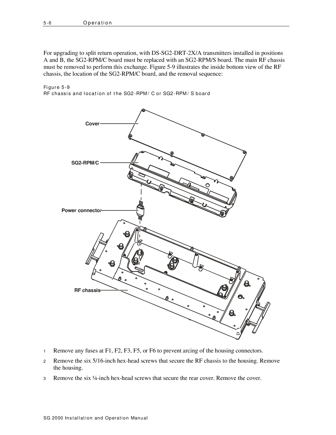 Motorola SG 2000 operation manual RF chassis and location of the SG2-RPM/C or SG2-RPM/S board 