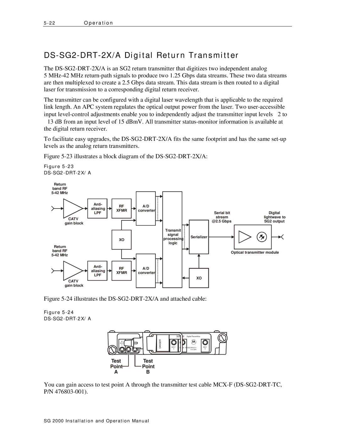 Motorola SG 2000 operation manual DS SG2 DRT 2X/A Digital Return Transmitter, DS-SG2-DRT-2X/A 