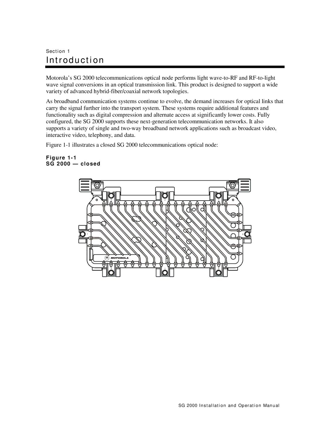 Motorola operation manual Section, SG 2000 closed 