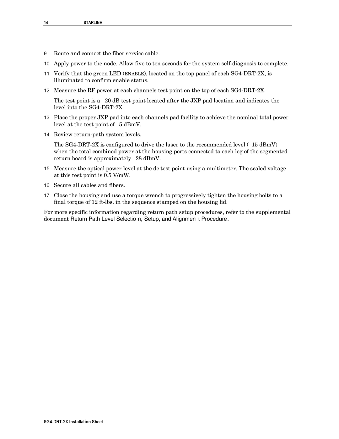 Motorola manual SG4-DRT-2X Installation Sheet 