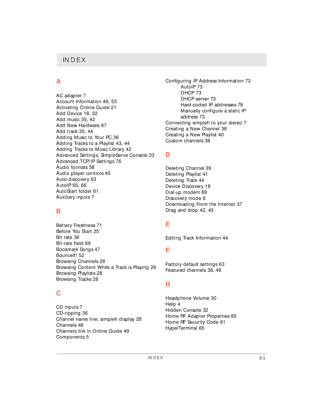 Motorola simplefi manual Index 