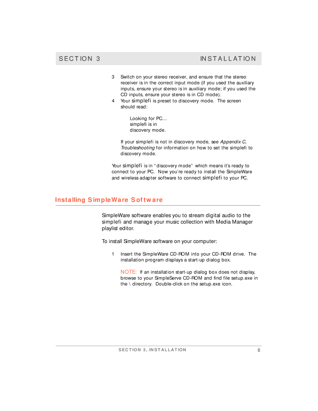 Motorola simplefi manual Installing SimpleWare Software 