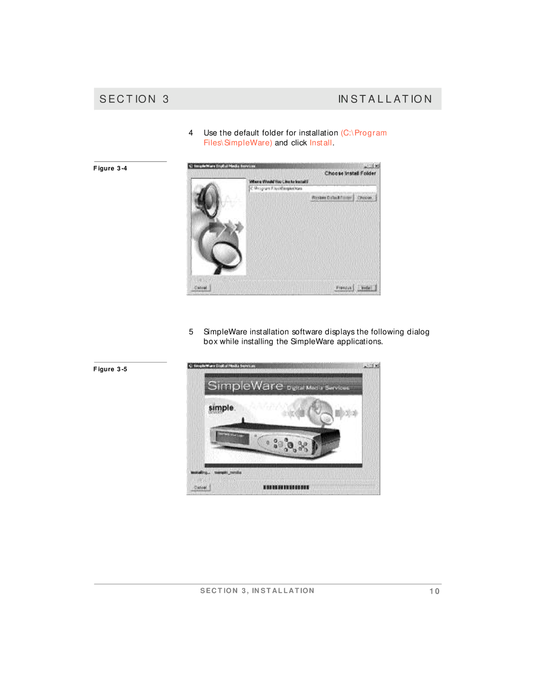 Motorola simplefi manual Section Installation 