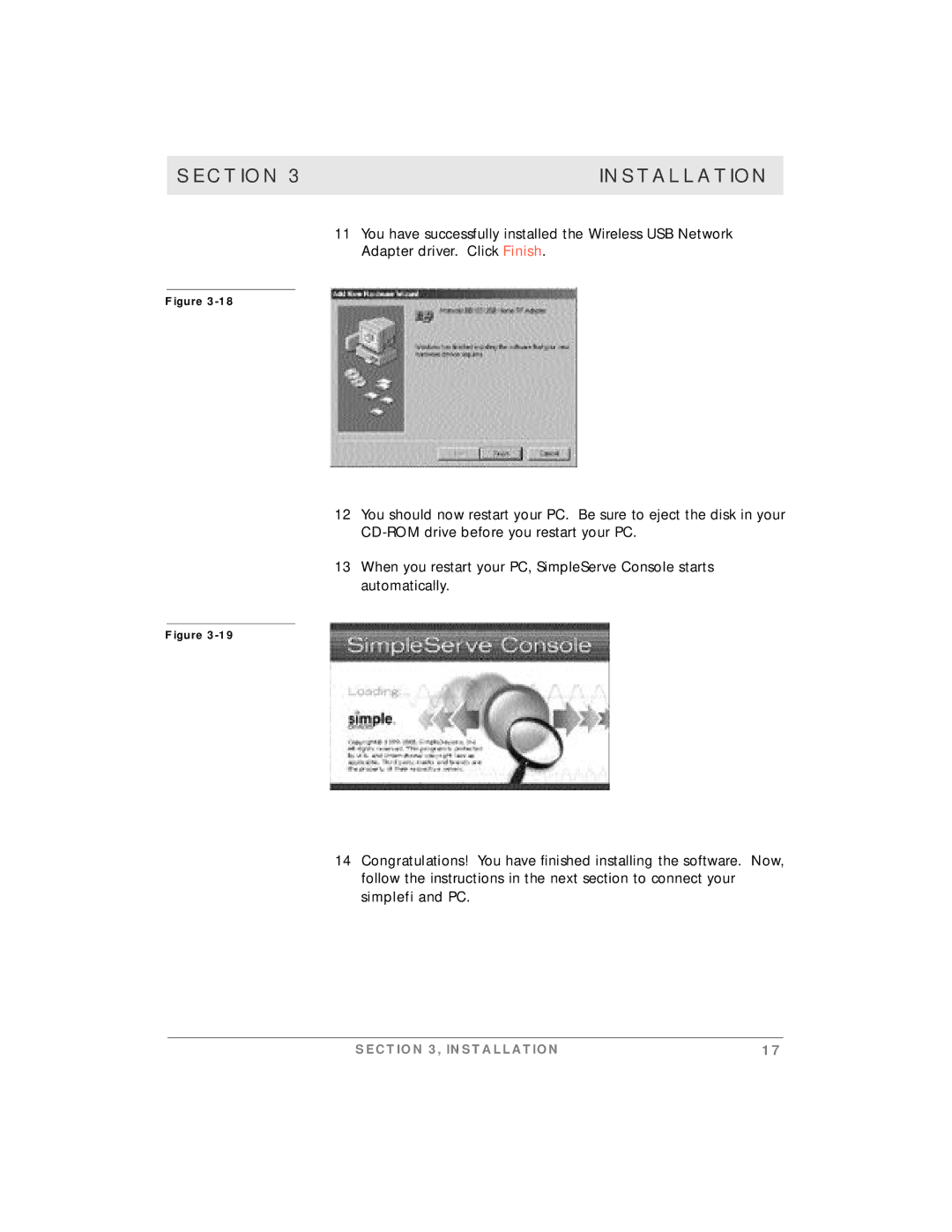 Motorola simplefi manual Section Installation 