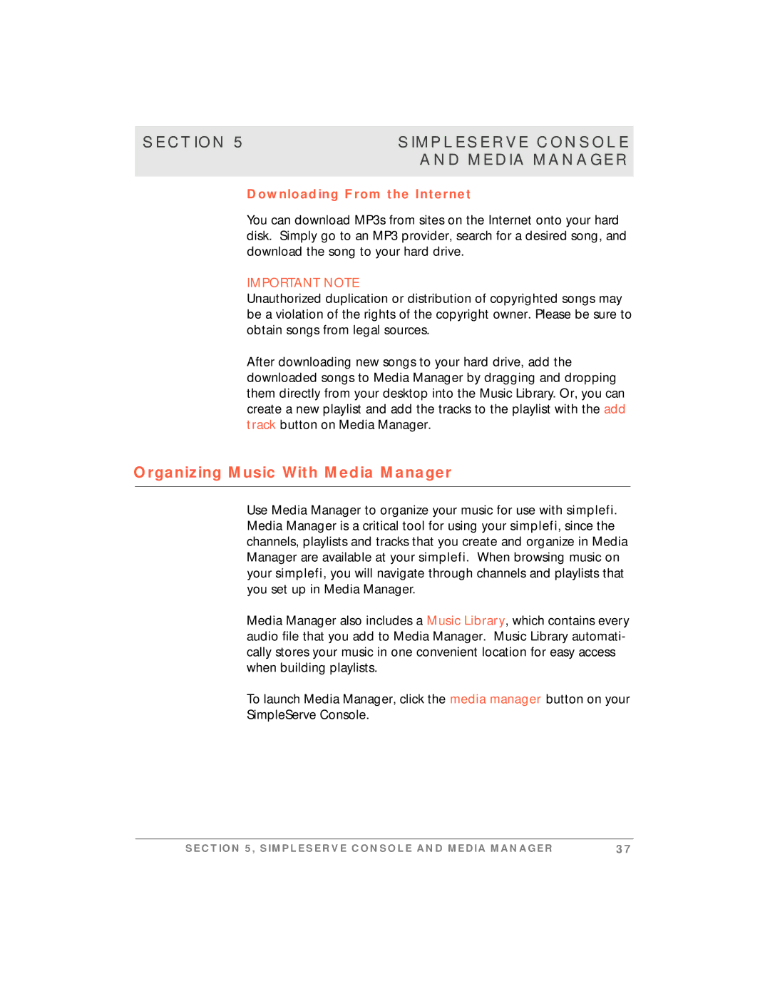 Motorola simplefi manual Organizing Music With Media Manager, Downloading From the Internet 