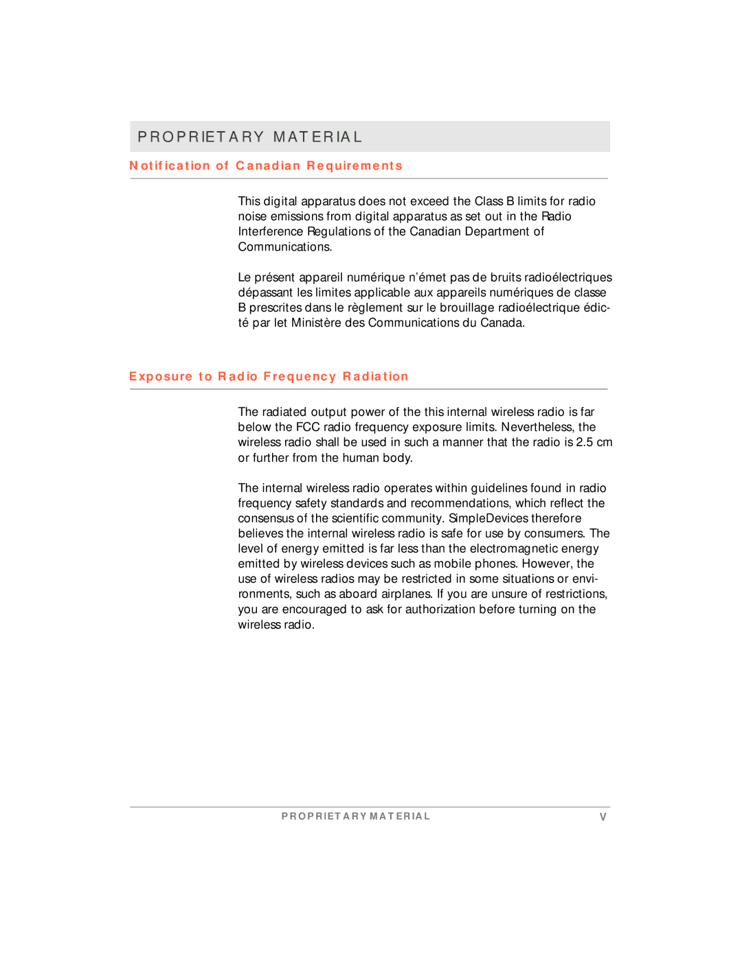 Motorola simplefi manual Notification of Canadian Requirements, Exposure to Radio Frequency Radiation 