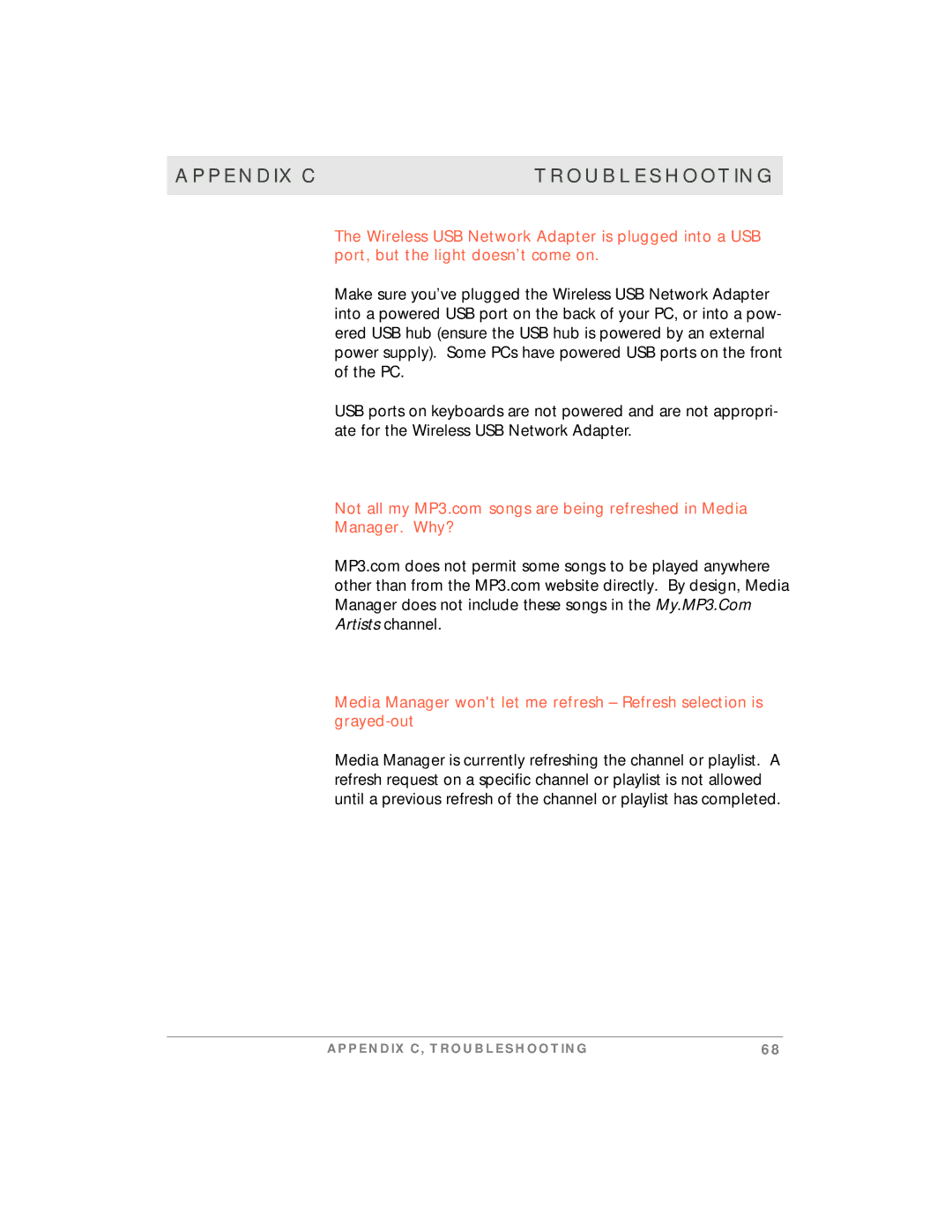 Motorola simplefi manual Appendix C Troubleshooting 