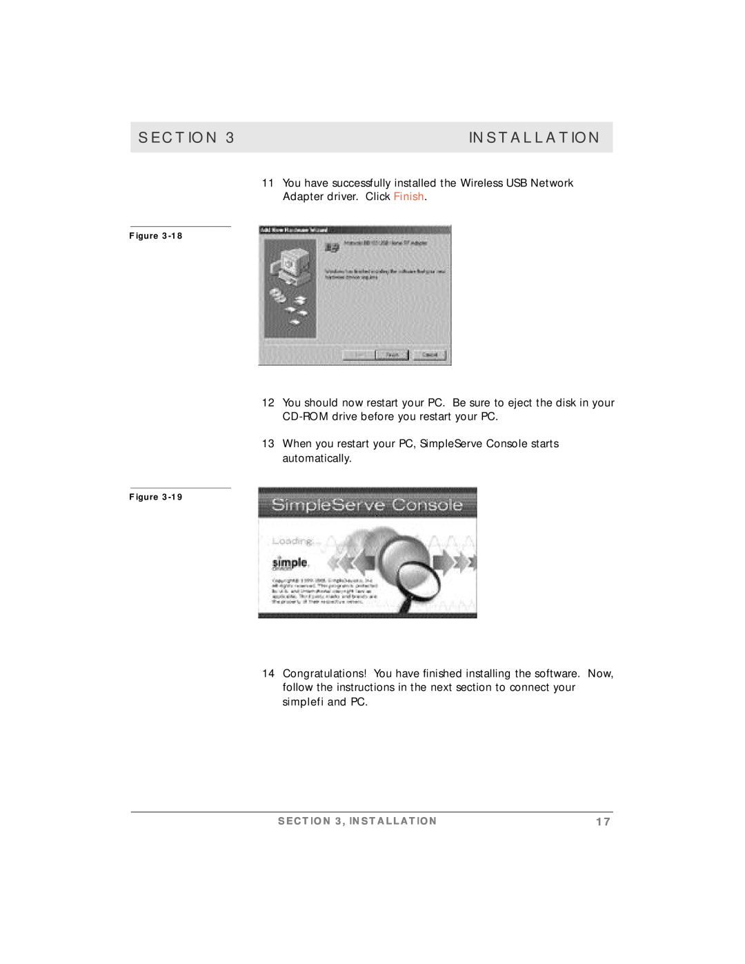 Motorola simplefi manual Section, Installation 