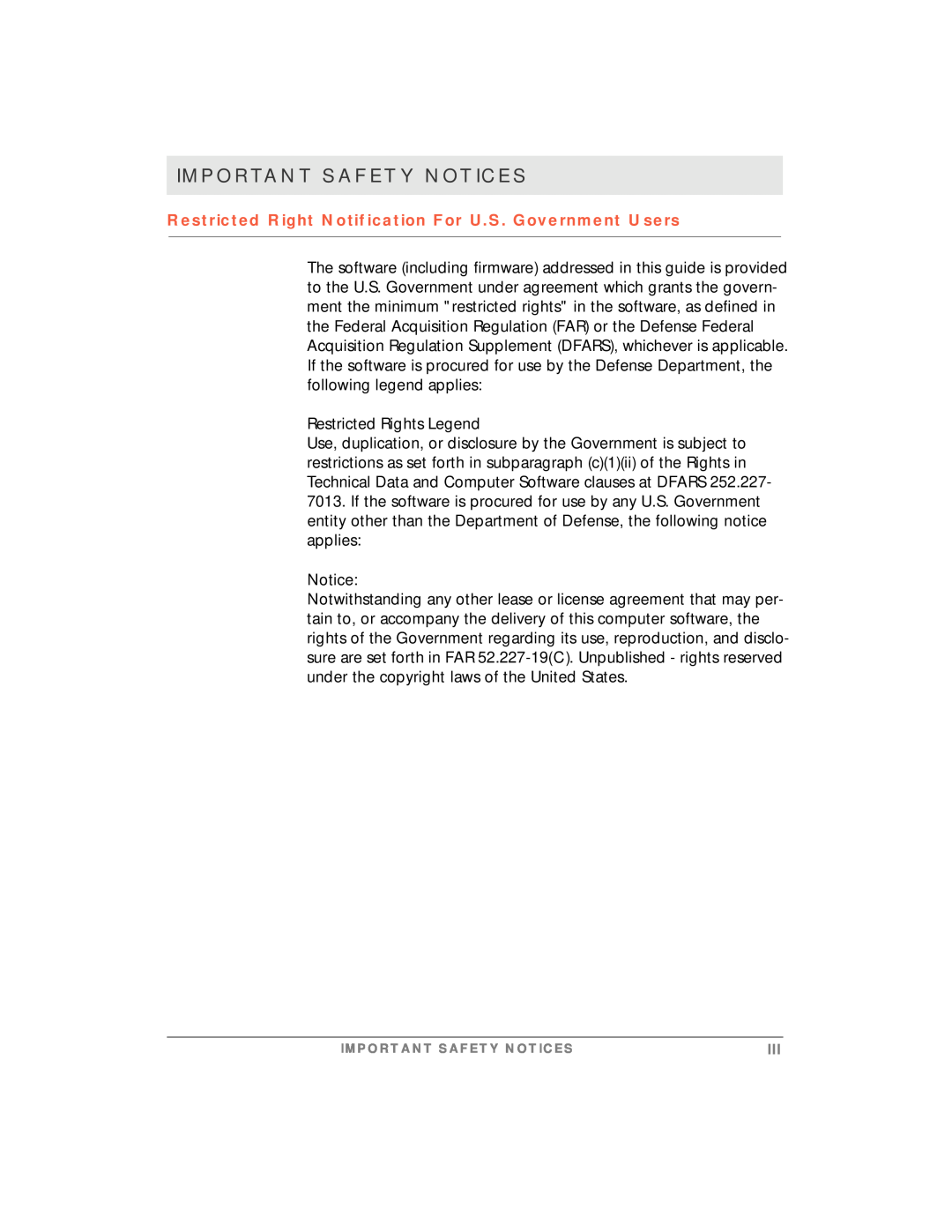 Motorola simplefi manual Important Safety Notices, Restricted Rights Legend 