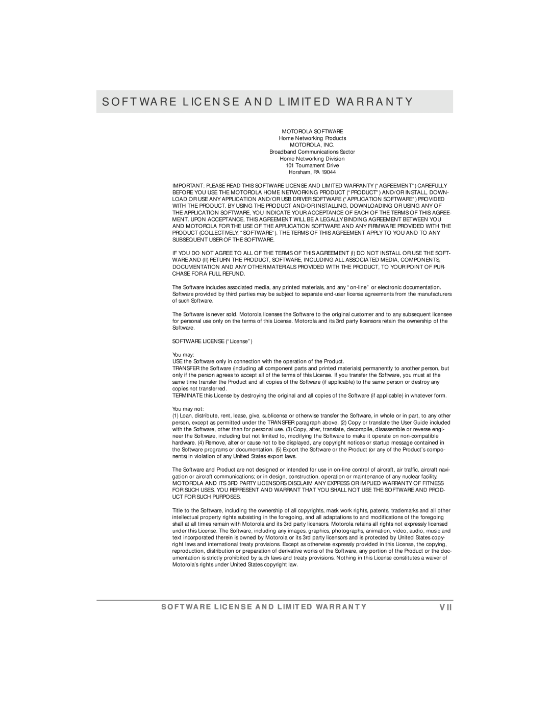 Motorola simplefi manual Software License And Limited Warranty 