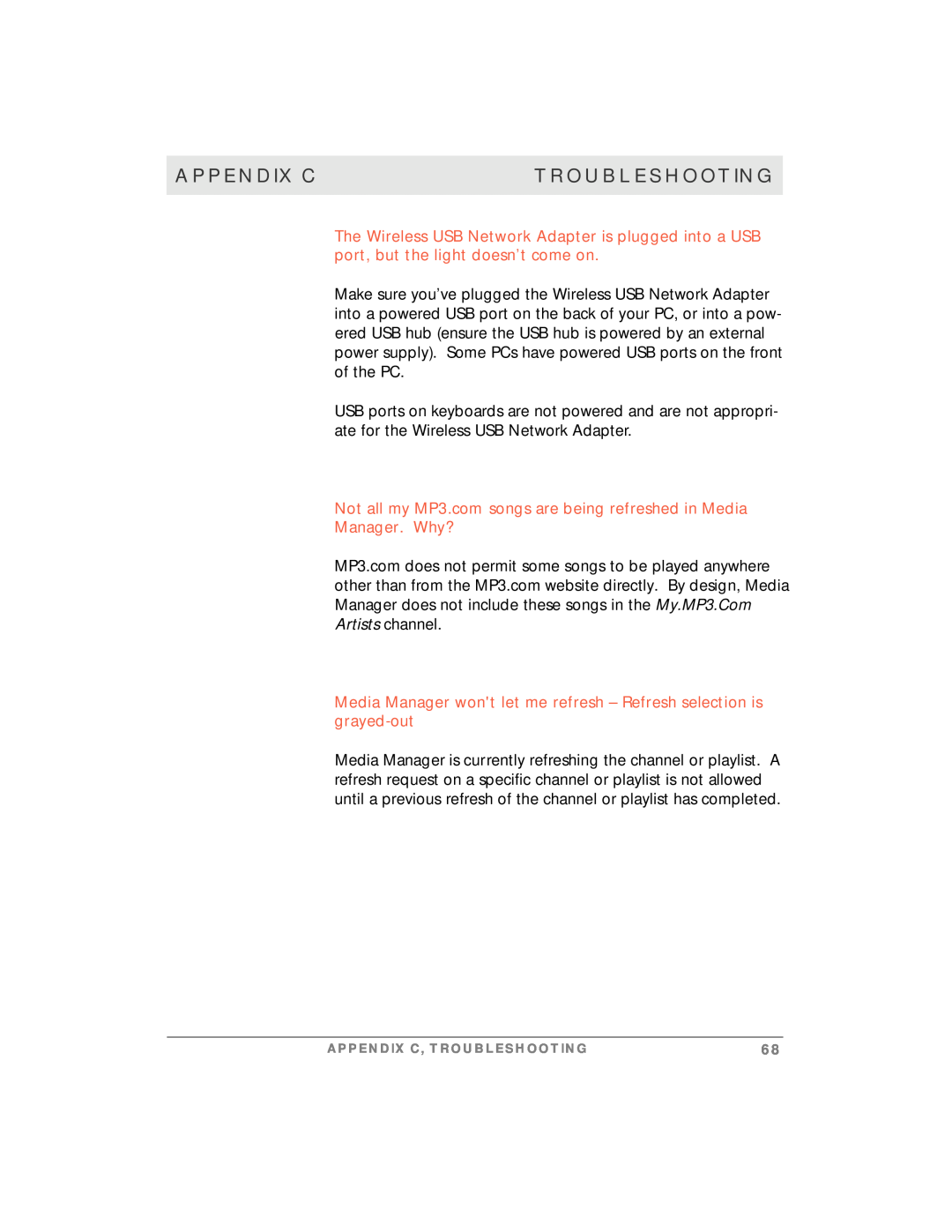 Motorola simplefi manual Manager. Why?, Appendix C, Troubleshooting 