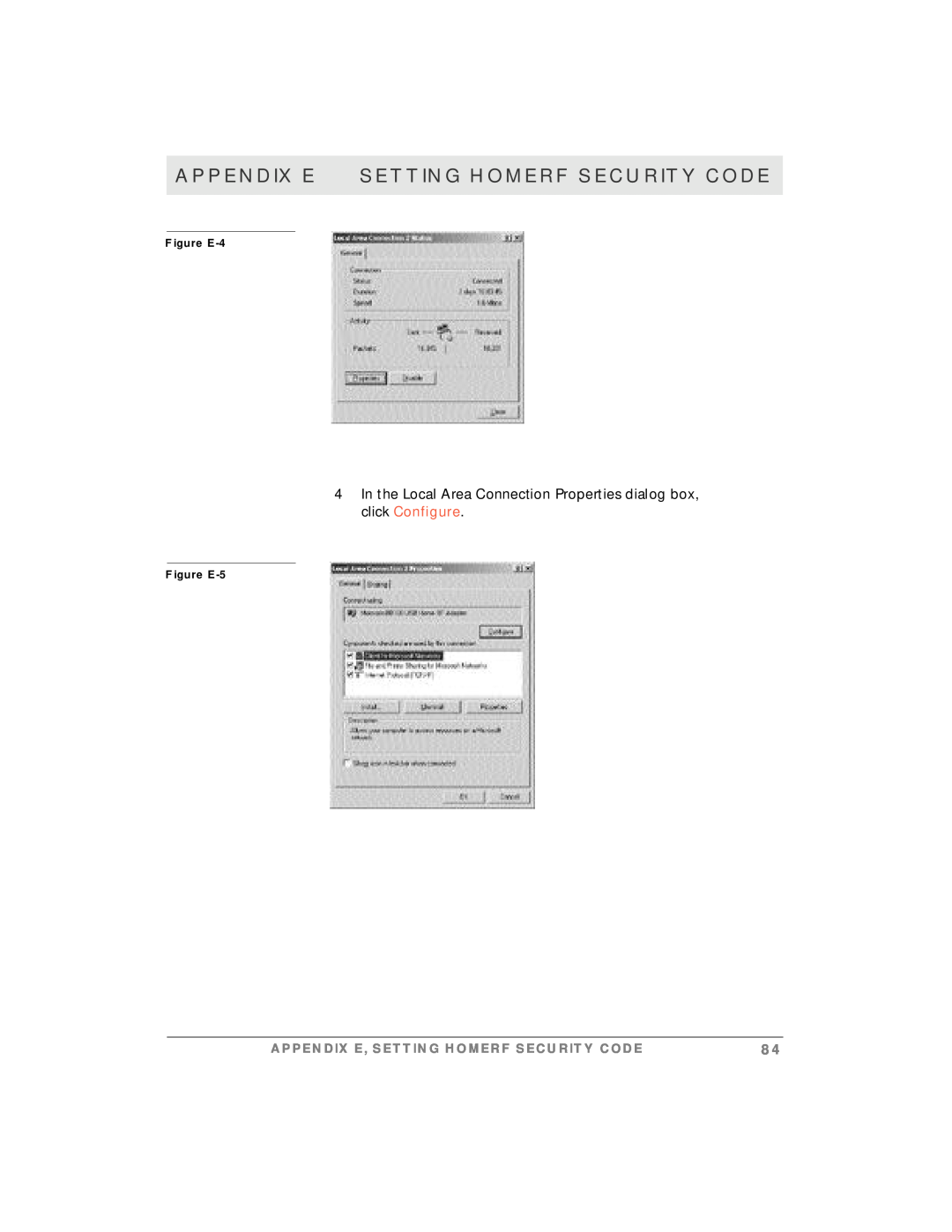 Motorola simplefi manual Appendix E Setting Homerf Security Code, Appendix E, Setting Homerf Security Code, Figure E-4 