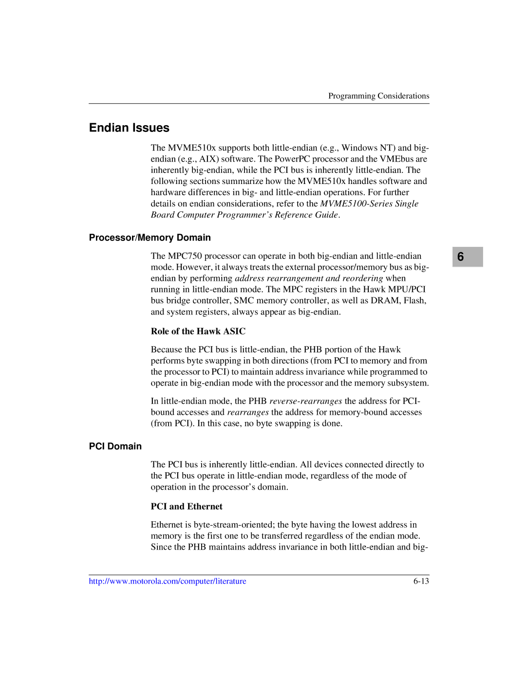 Motorola MVME5100, Single Board Computer manual Endian Issues, Processor/Memory Domain, PCI Domain 