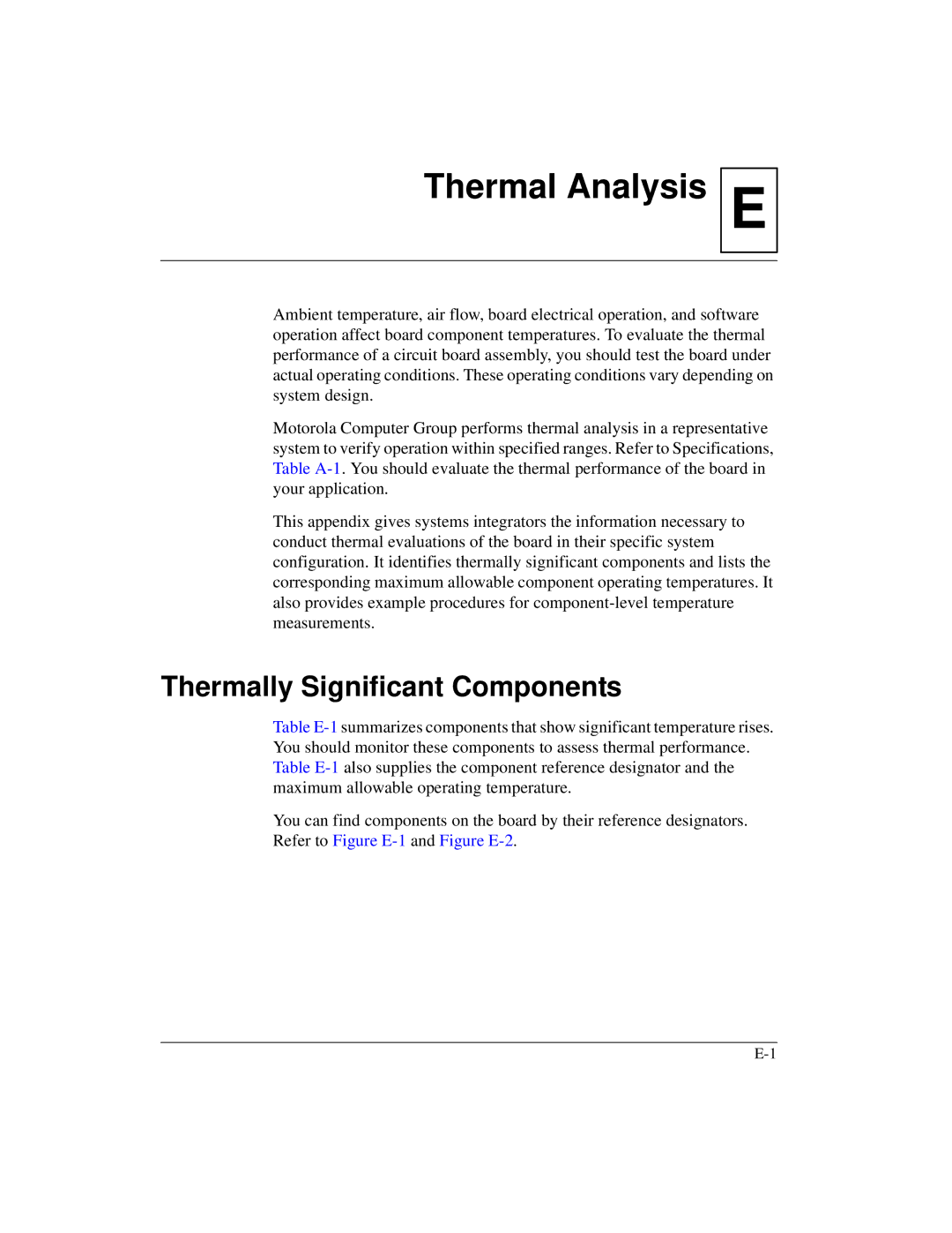 Motorola MVME5100, Single Board Computer manual EThermal Analysis, Thermally Significant Components 