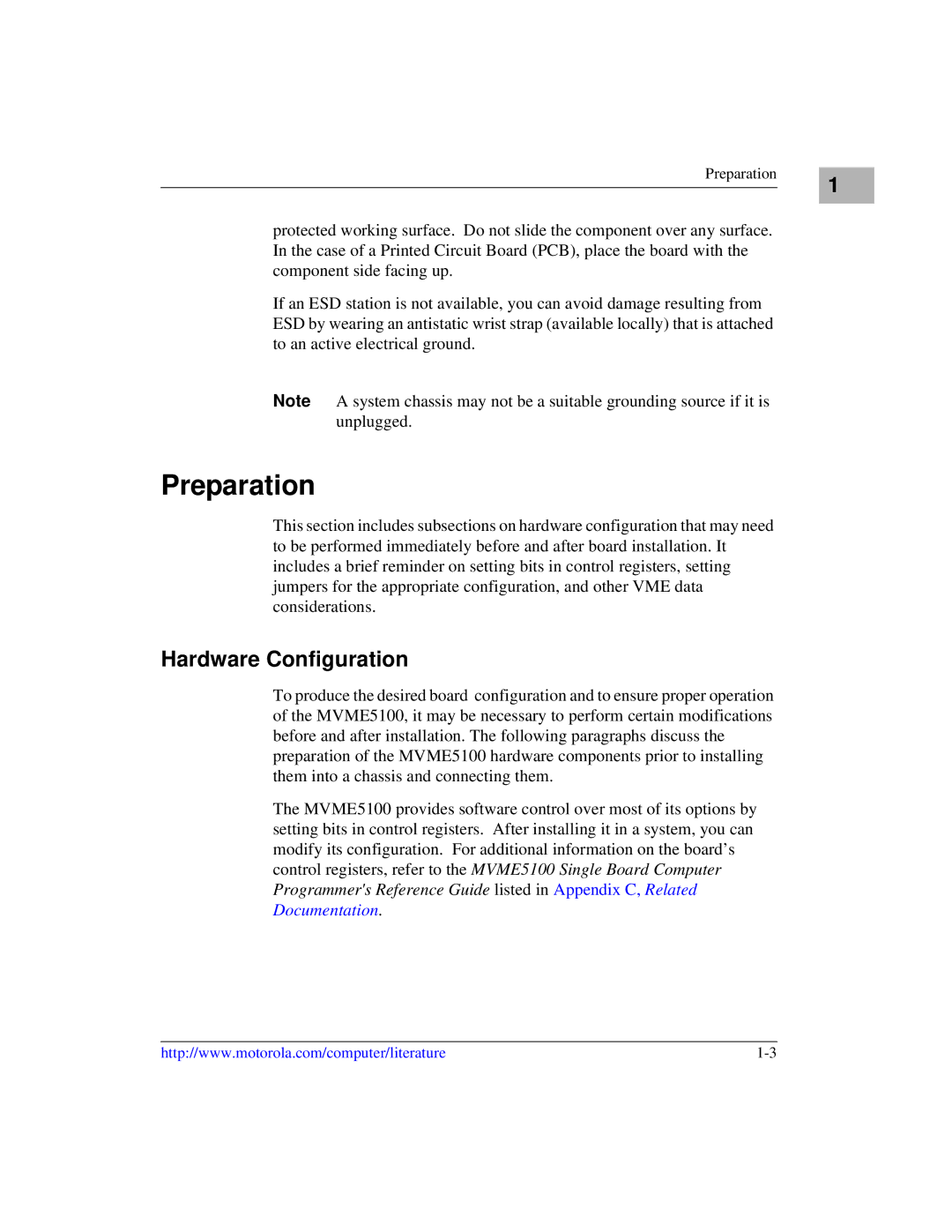 Motorola MVME5100, Single Board Computer manual Preparation, Hardware Configuration 