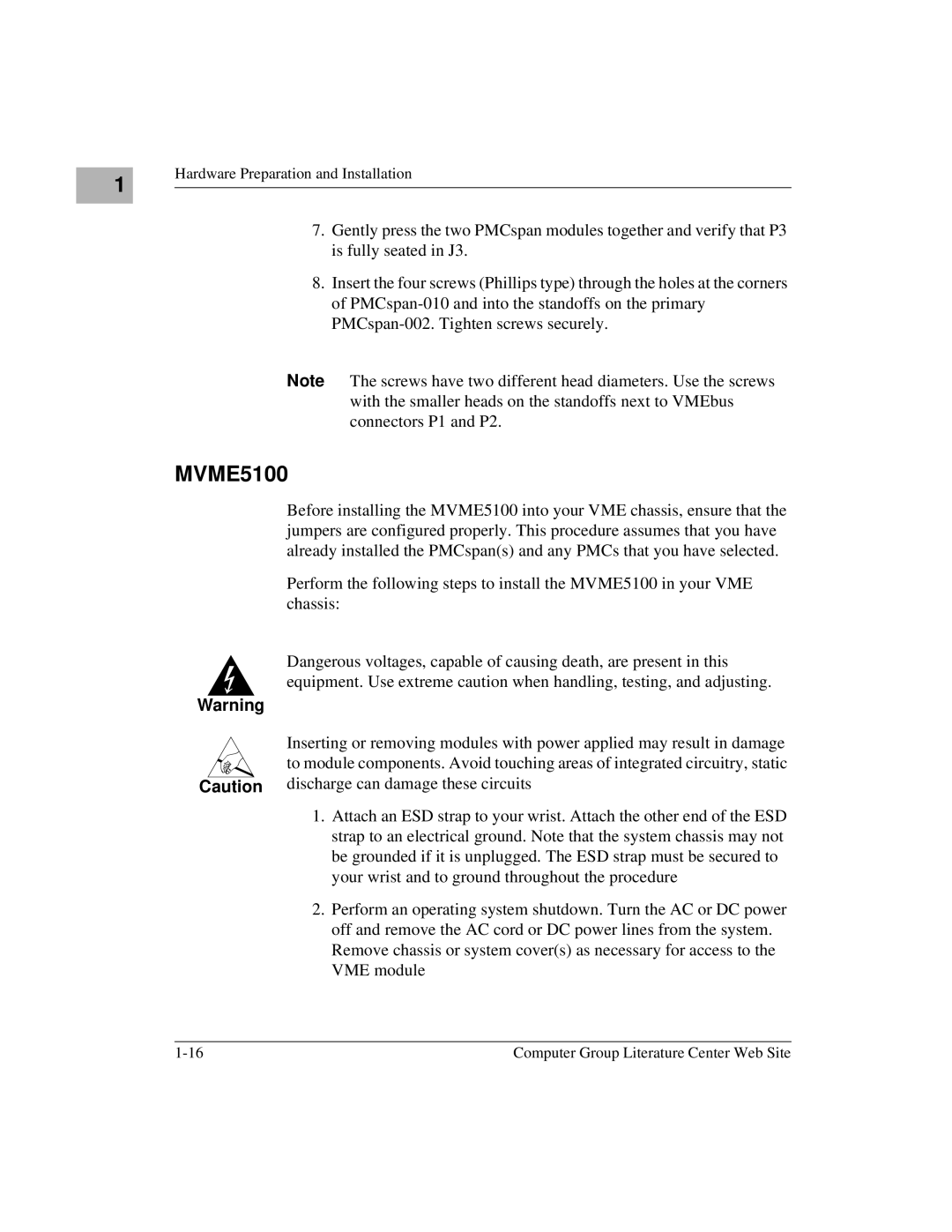 Motorola Single Board Computer manual MVME5100 