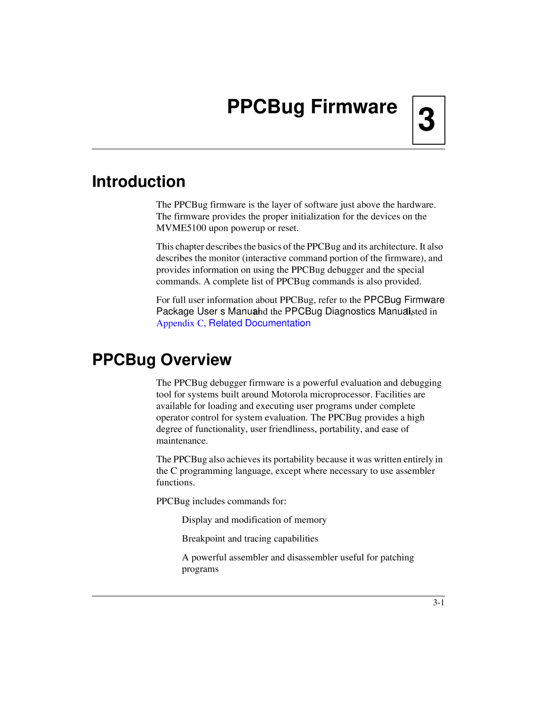 Motorola MVME5100, Single Board Computer manual PPCBug Firmware, PPCBug Overview 