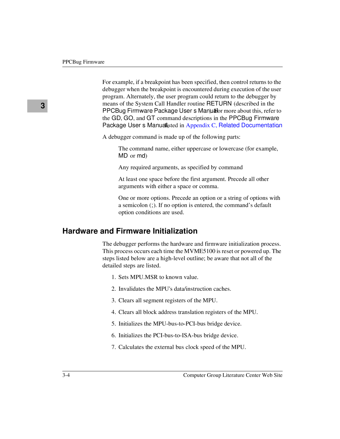 Motorola Single Board Computer, MVME5100 manual Hardware and Firmware Initialization 