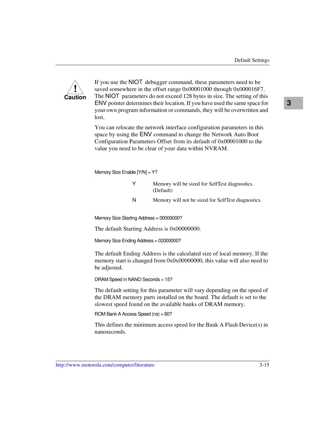 Motorola MVME5100, Single Board Computer manual Default Starting Address is 