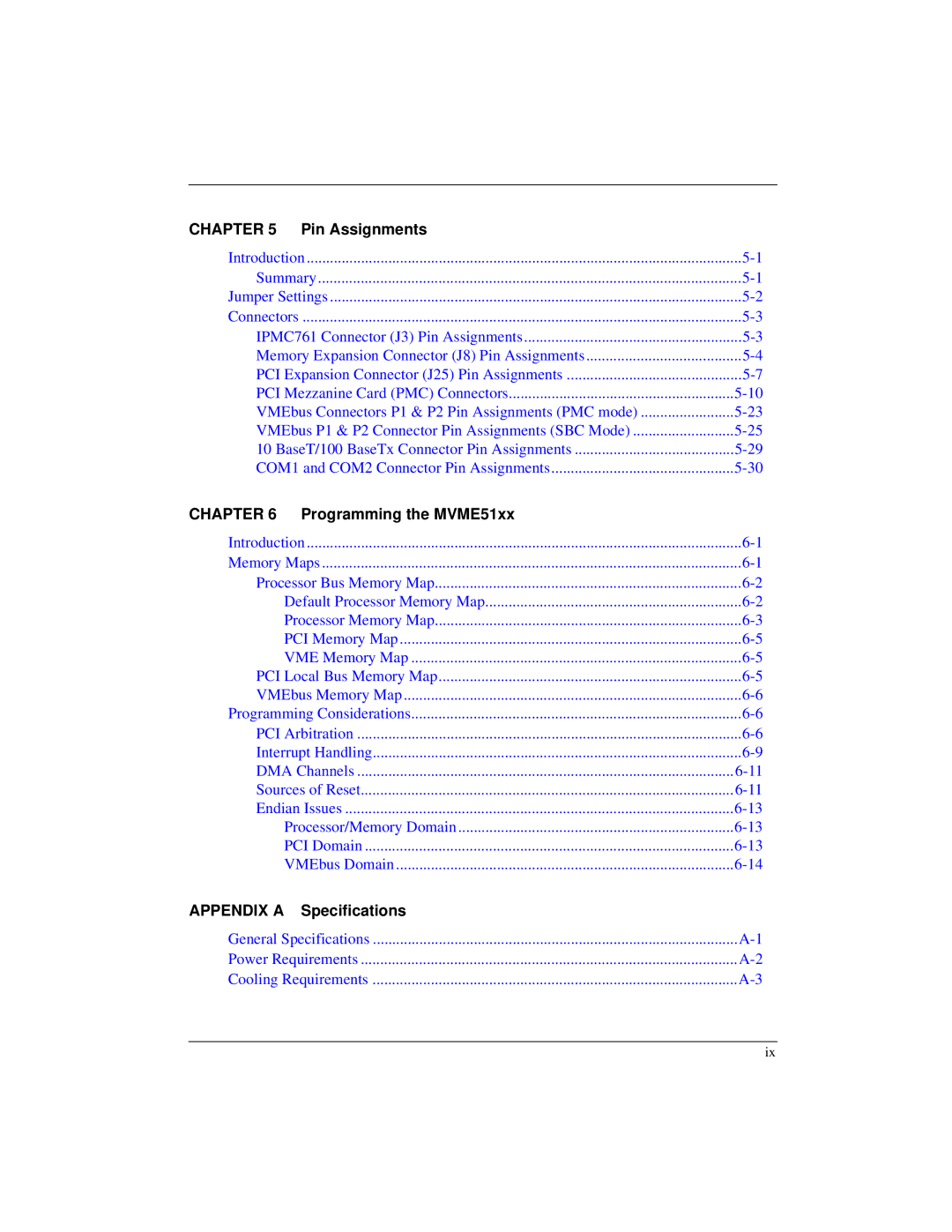 Motorola MVME5100, Single Board Computer manual Appendix a 