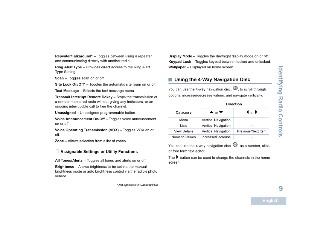 Motorola SL4010, SL4000 manual Using the 4-Way Navigation Disc,  Assignable Settings or Utility Functions 