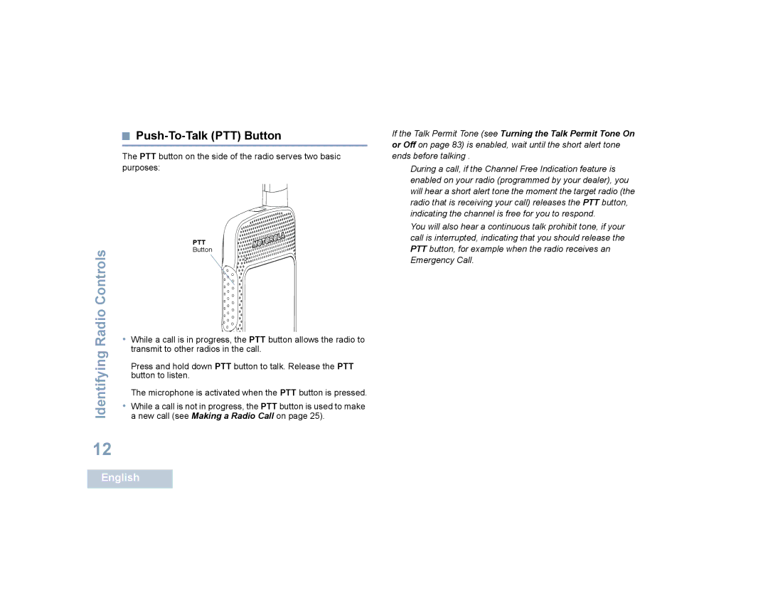 Motorola SL4000, SL4010 manual Push-To-Talk PTT Button 