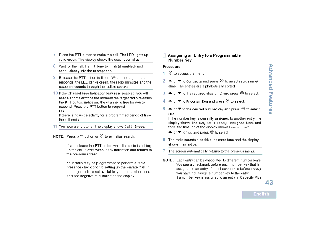 Motorola SL4010, SL4000 manual  Assigning an Entry to a Programmable Number Key 