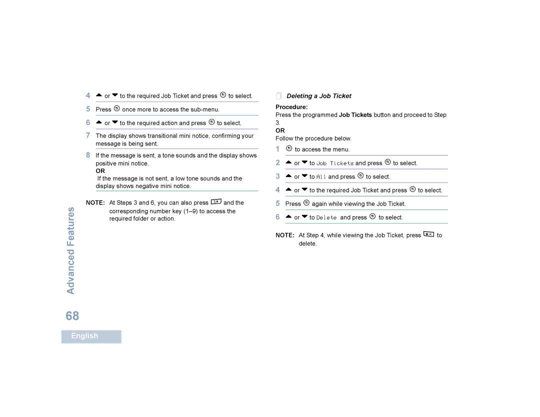 Motorola SL4000, SL4010 manual  Deleting a Job Ticket 