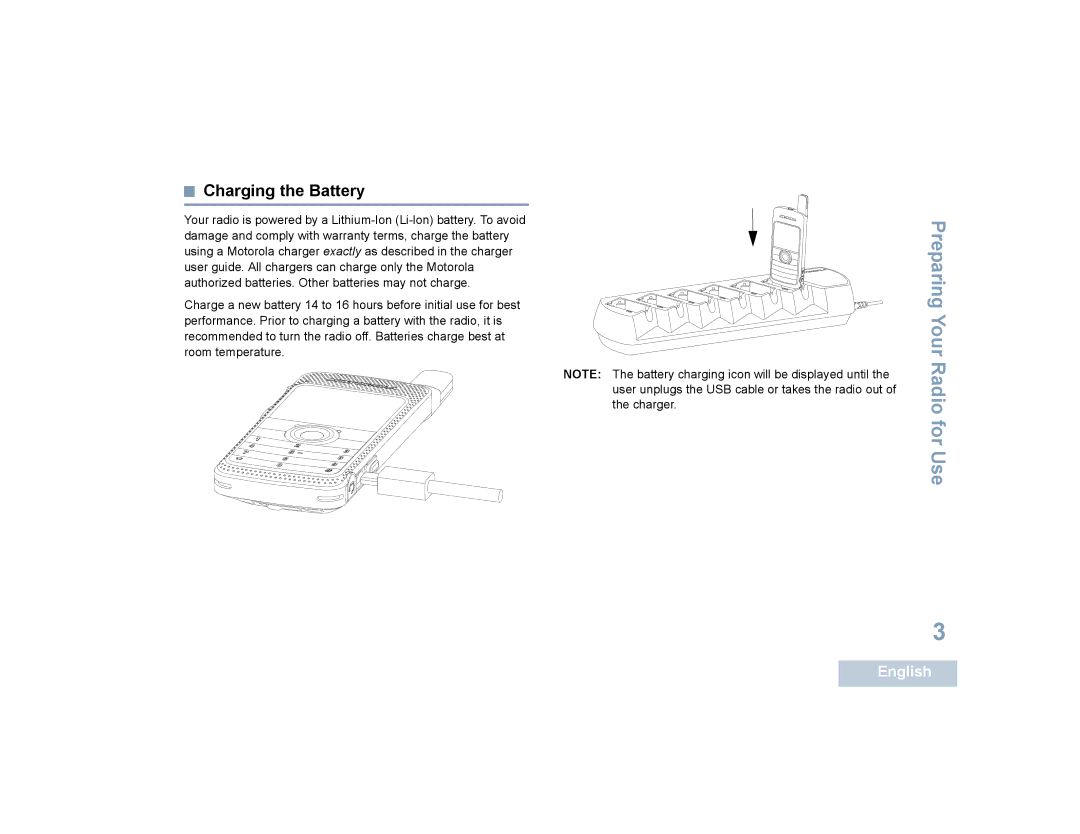 Motorola SL7550 manual Charging the Battery 