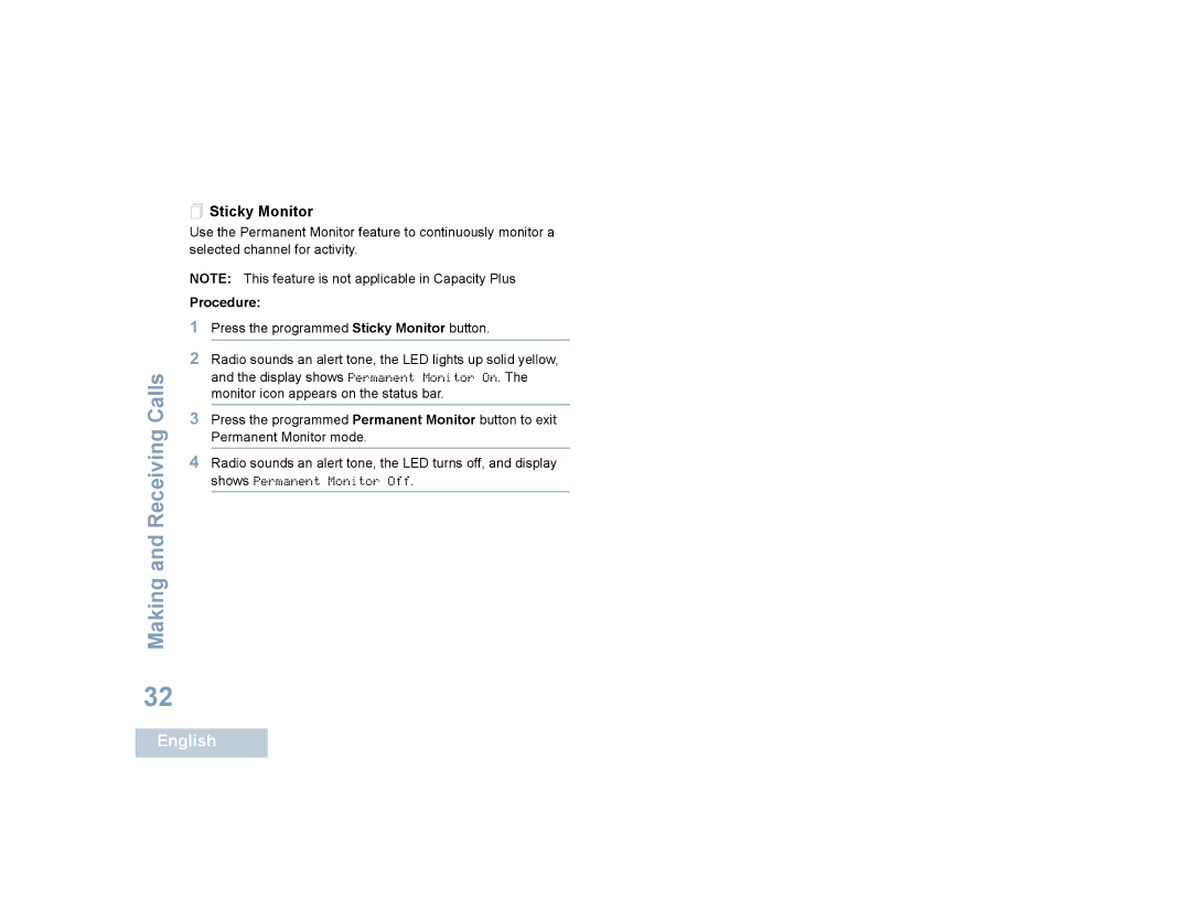 Motorola SL7550 manual  Sticky Monitor 