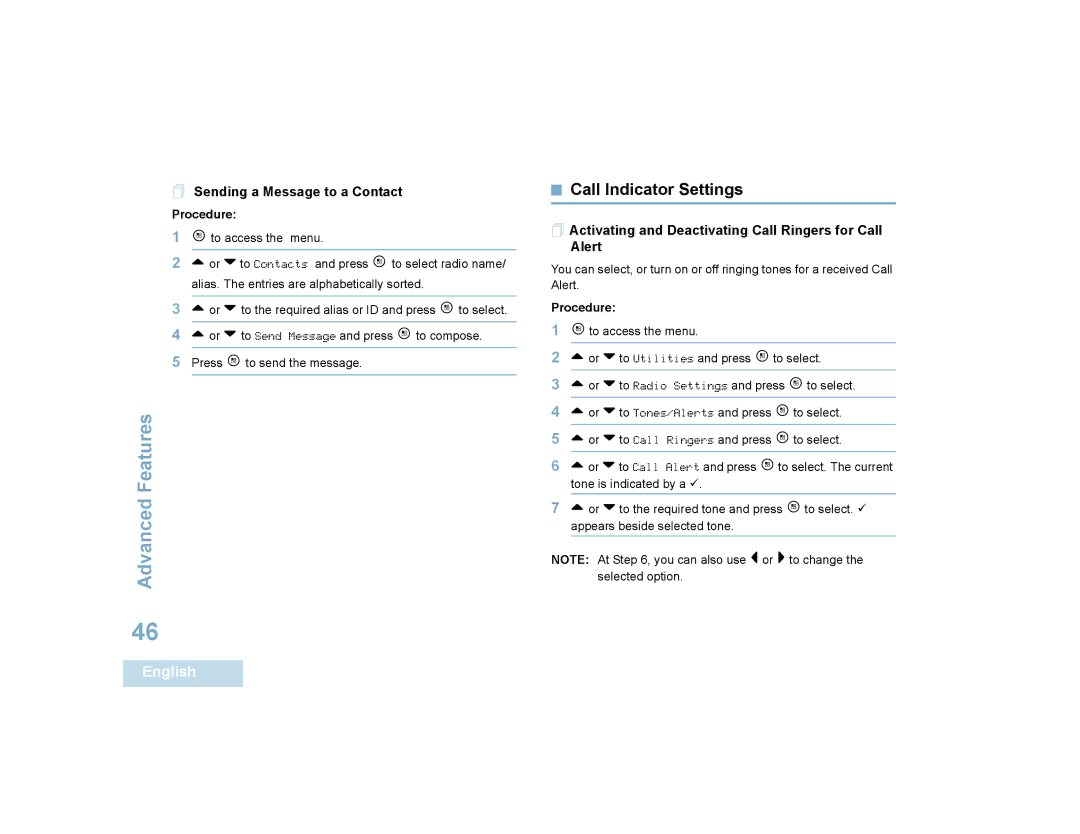 Motorola SL7550 manual Call Indicator Settings,  Sending a Message to a Contact 