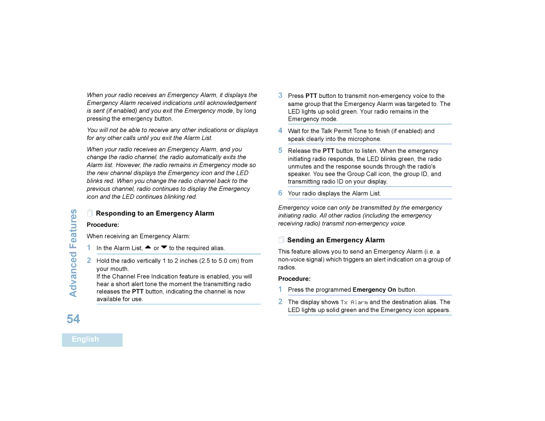 Motorola SL7550 manual  Responding to an Emergency Alarm,  Sending an Emergency Alarm 