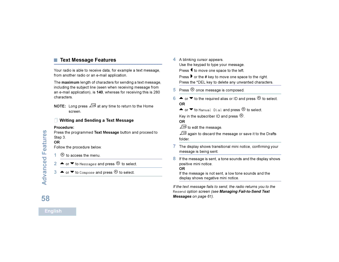 Motorola SL7550 manual Text Message Features,  Writing and Sending a Text Message 