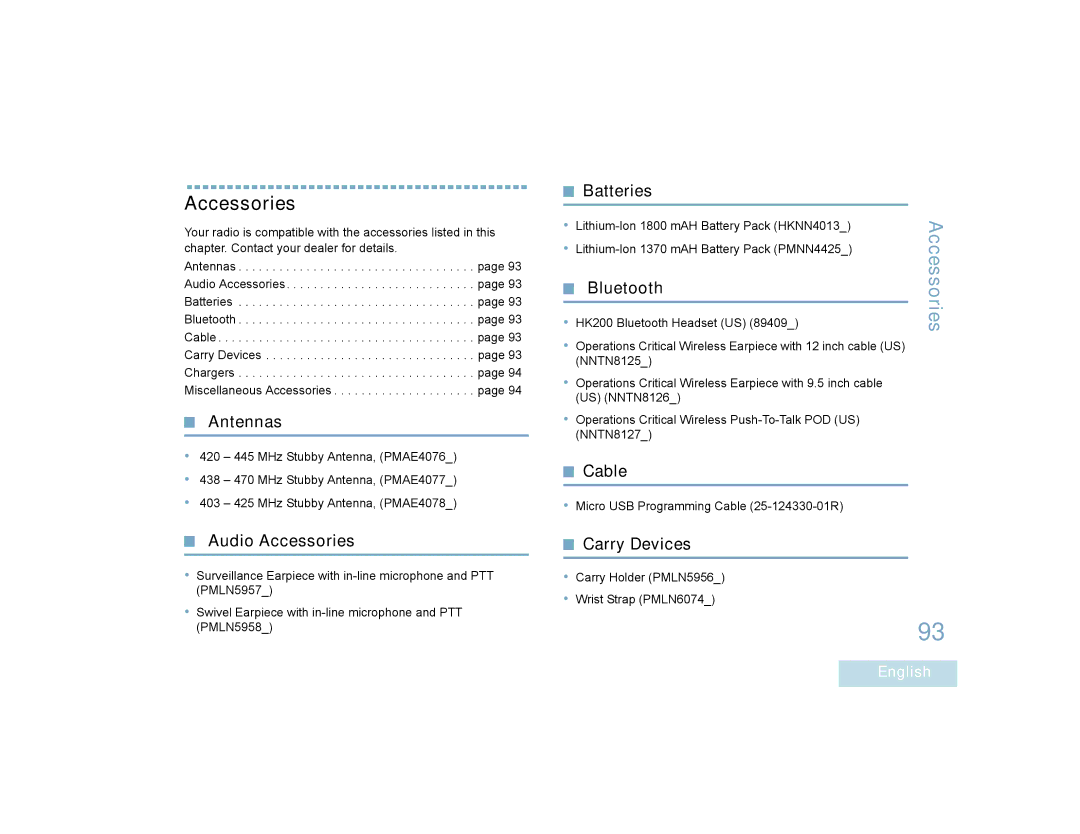 Motorola SL7550 manual Accessories 