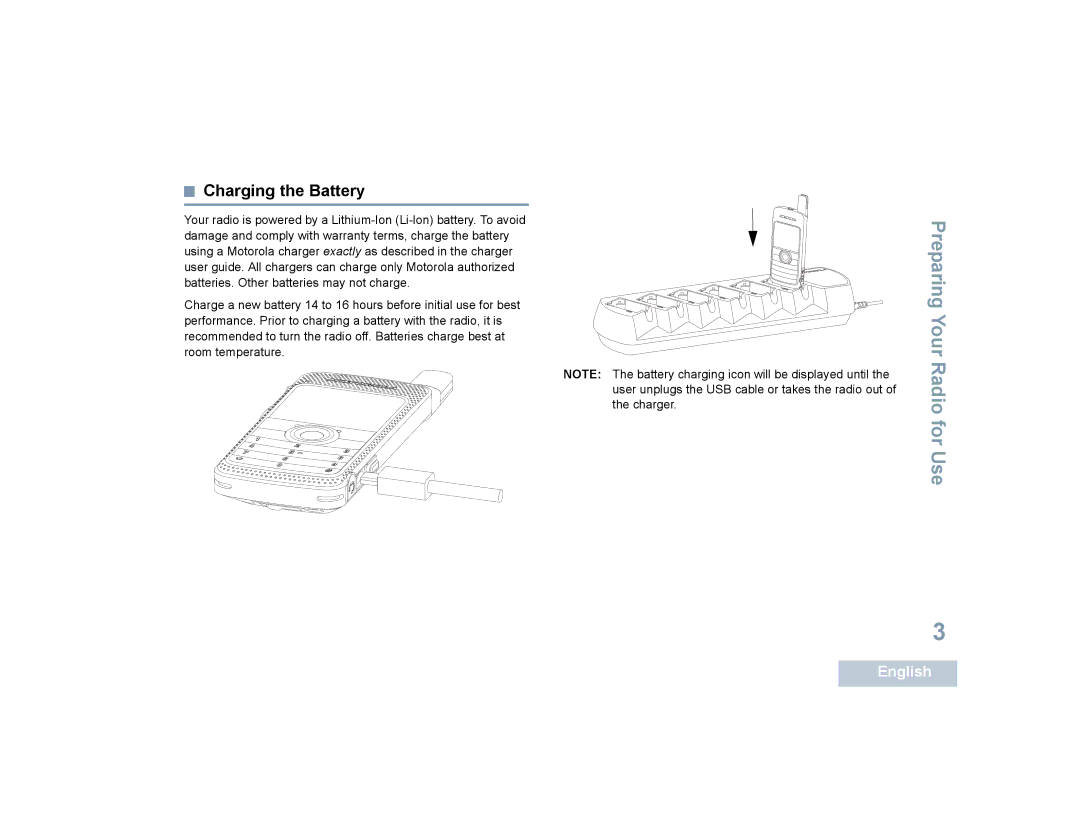 Motorola SL7550 manual Charging the Battery 