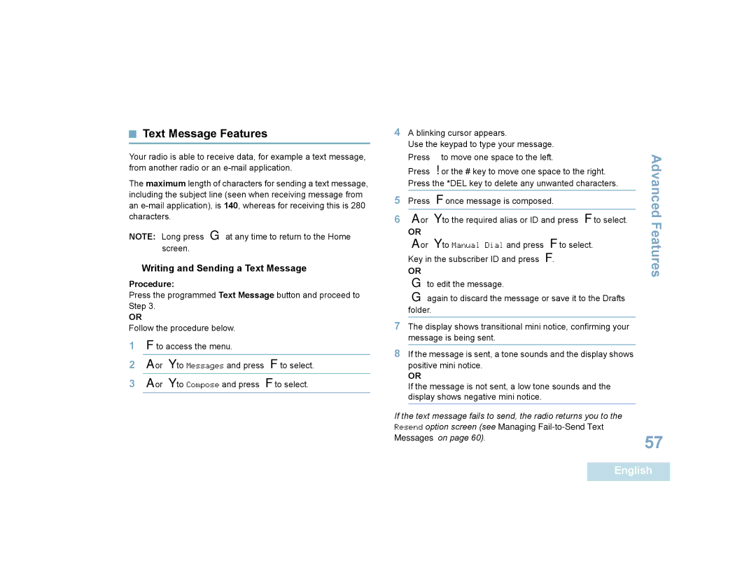 Motorola SL7550 manual Text Message Features,  Writing and Sending a Text Message 