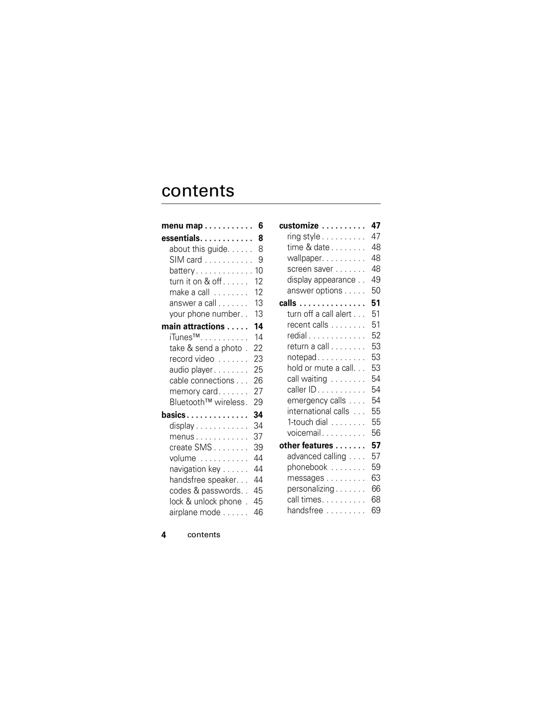 Motorola SLVR GSM manual Contents 