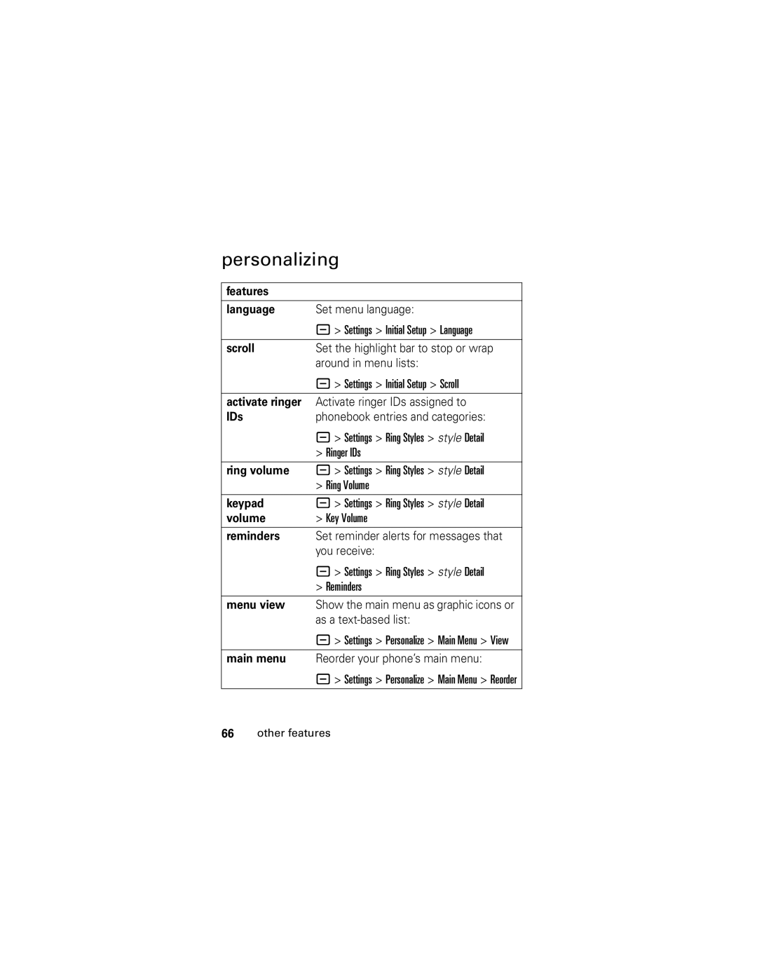 Motorola SLVR GSM manual Personalizing 