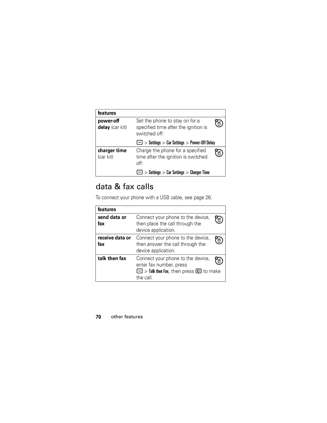 Motorola SLVR GSM manual Data & fax calls, To connect your phone with a USB cable, see 