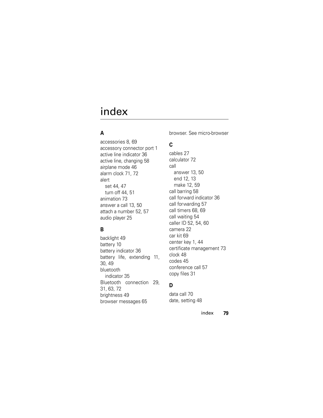 Motorola SLVR GSM manual Index 