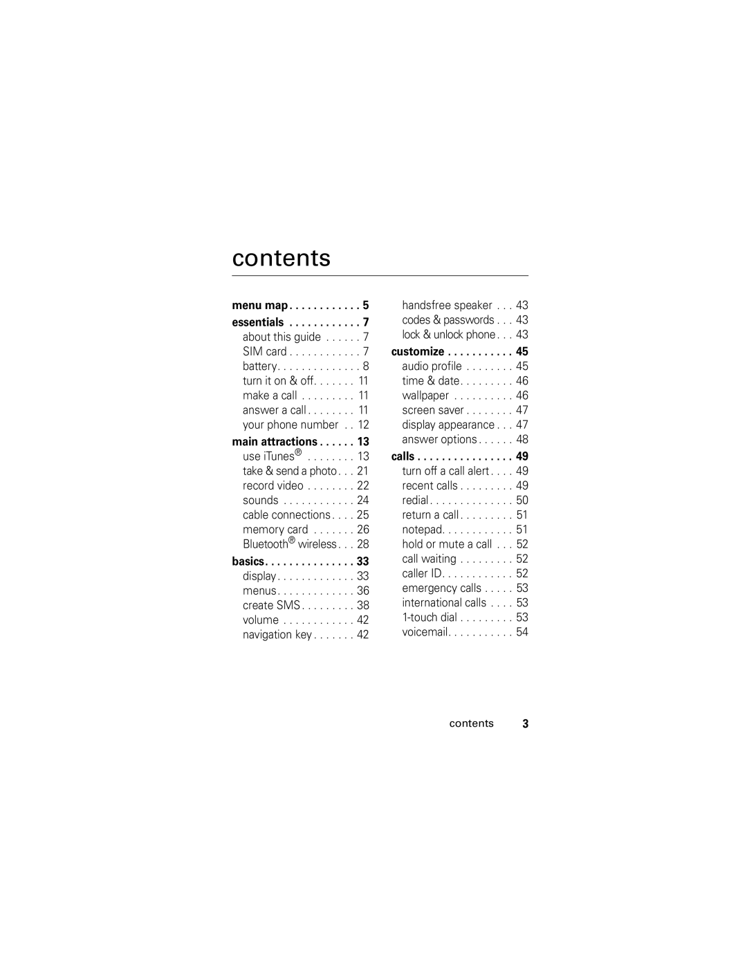 Motorola SLVR L7 manual Contents 