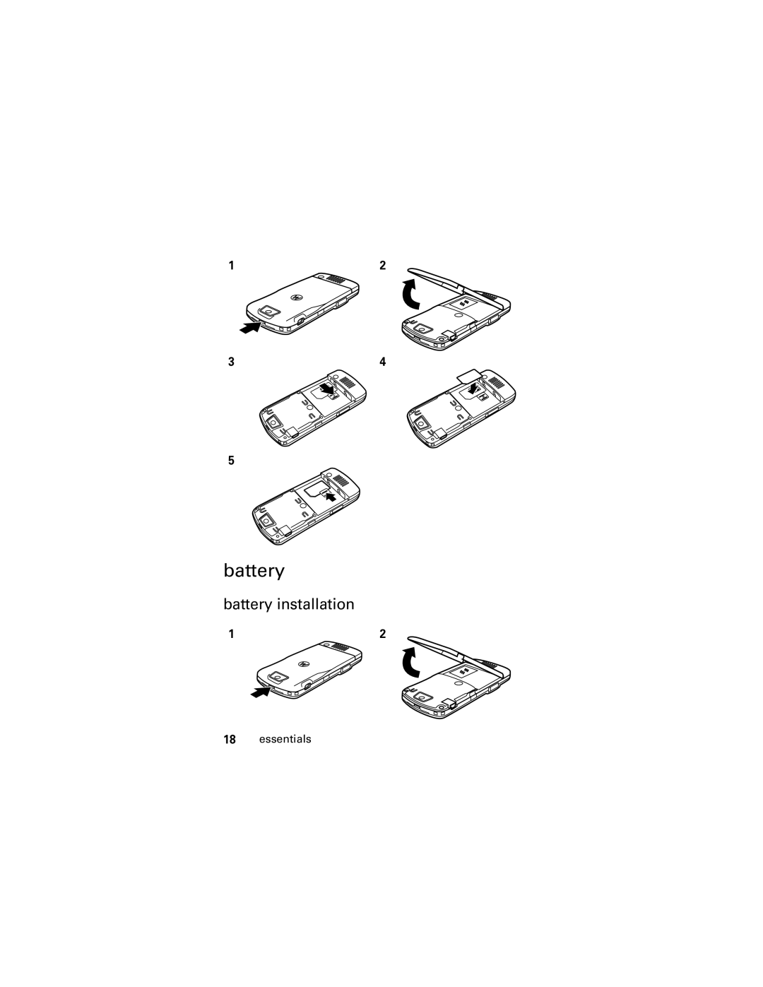 Motorola slvr v8 manual Battery installation 