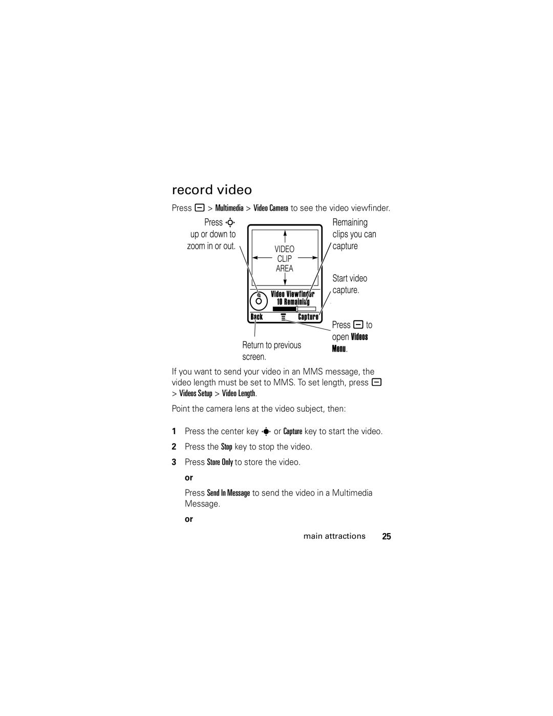 Motorola slvr v8 manual Record video 