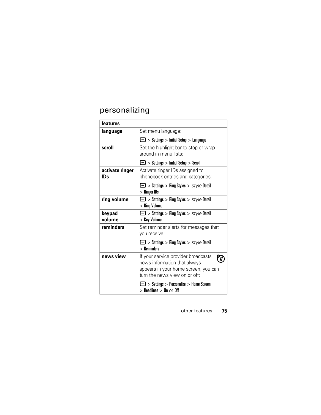 Motorola slvr v8 manual Personalizing 