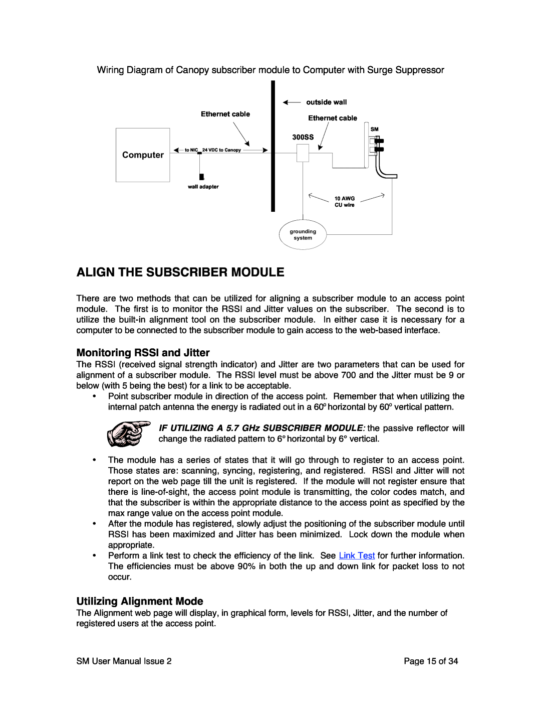 Motorola SM02-UG-en user manual Align The Subscriber Module, Monitoring RSSI and Jitter, Utilizing Alignment Mode, Computer 