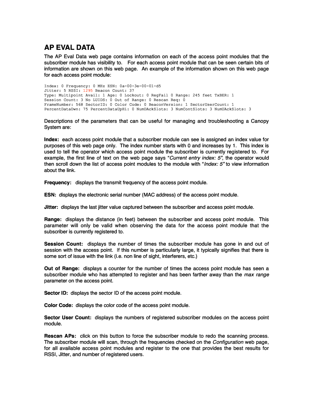 Motorola SM02-UG-en user manual Ap Eval Data 